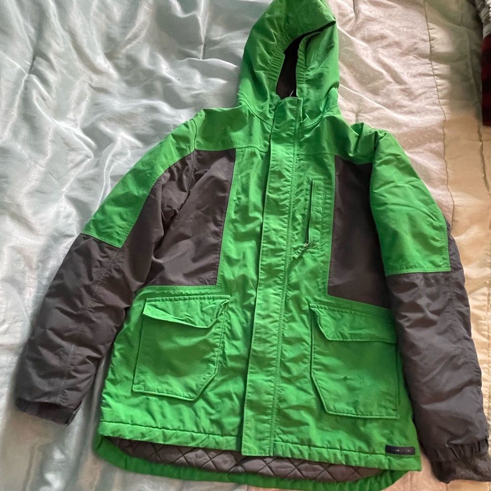 Lands End big boys waterproof winter parka, XL, dark gray fleece lined body